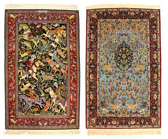 Un Isfahan da 1.400 ed uno da 2.400 . Quando due tappeti presentano la stessa qualità dal punto di vista tecnico, è l'aspetto artistico che determina il prezzo.